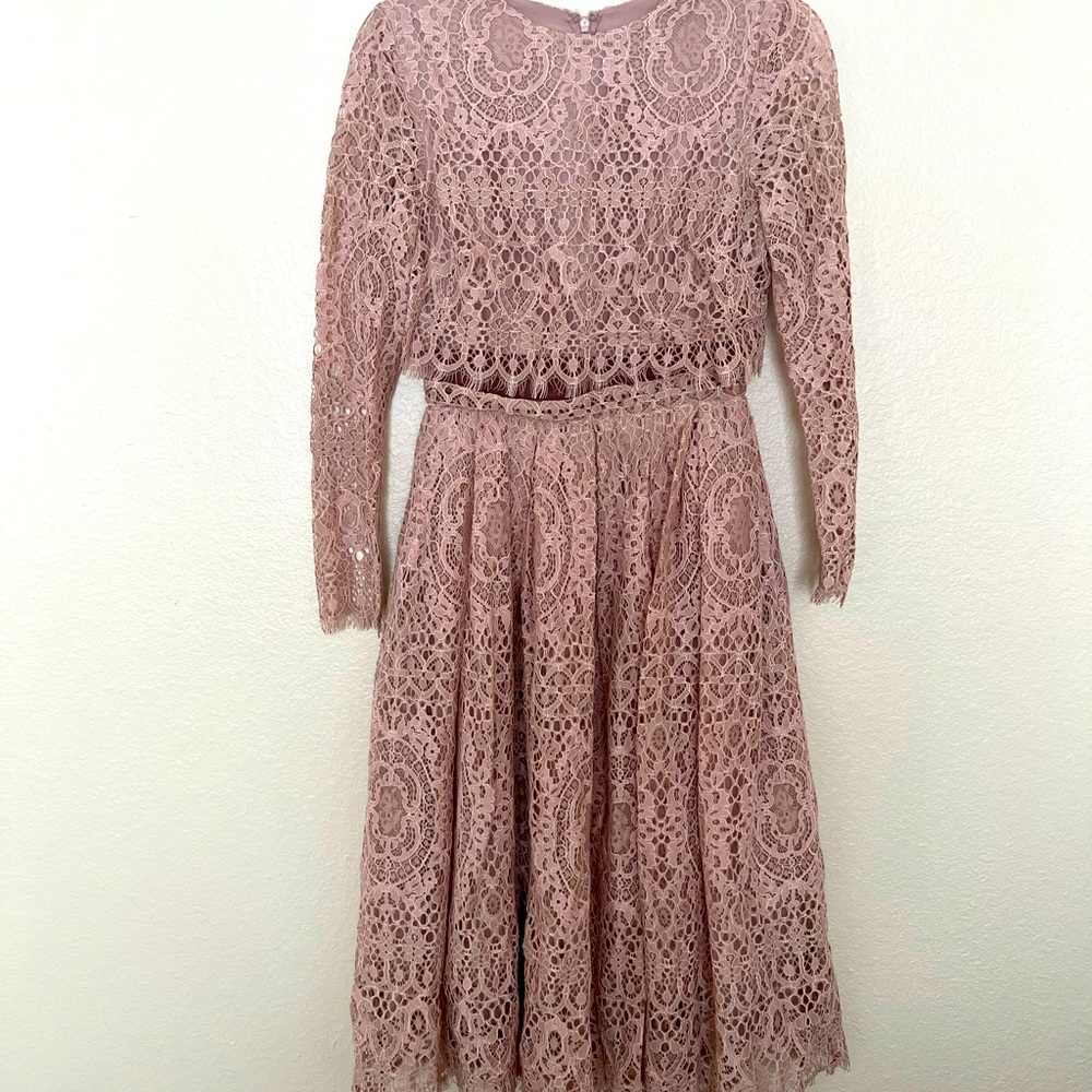 Nude ASOS midi eyelash lace dress